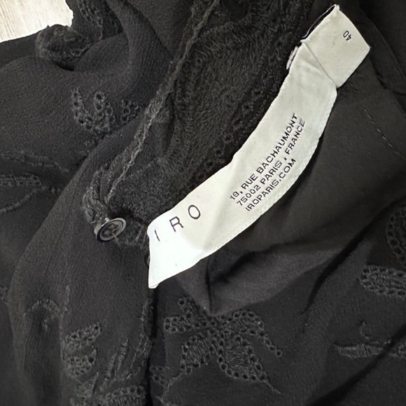 IRO Leine rochet-trimmed Broderie Anglaise Chiffon Mini Dress Black 40 - Picture 7 of 7